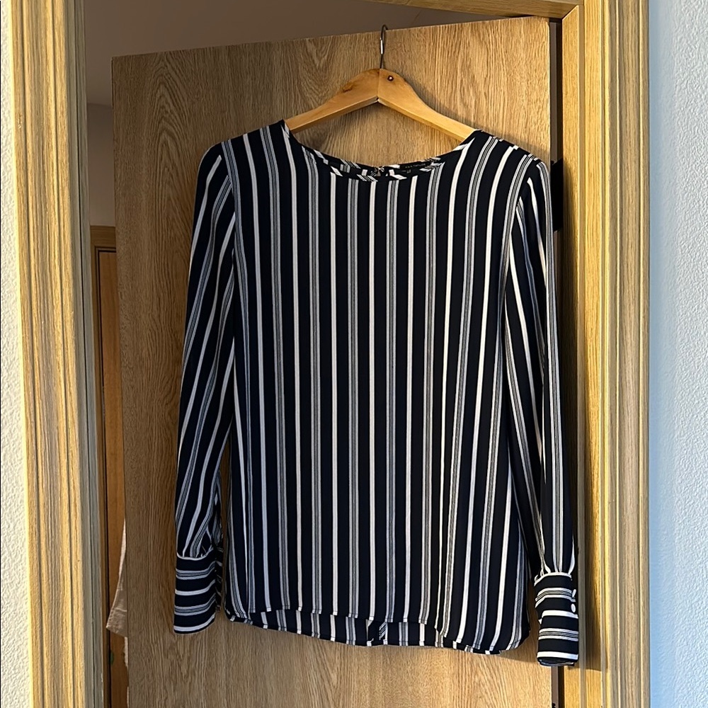 Black and White Striped Women's Top